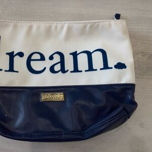 Dreams Canvas and Faux Leather Cosmetic Pouch - Navy & Cream